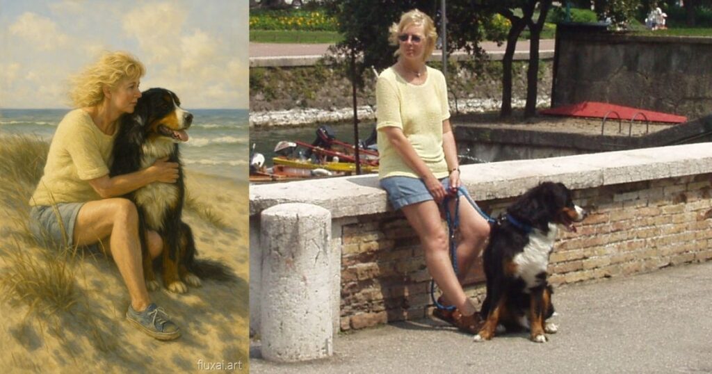 Hund-Mensch-Portrait KI-generiert